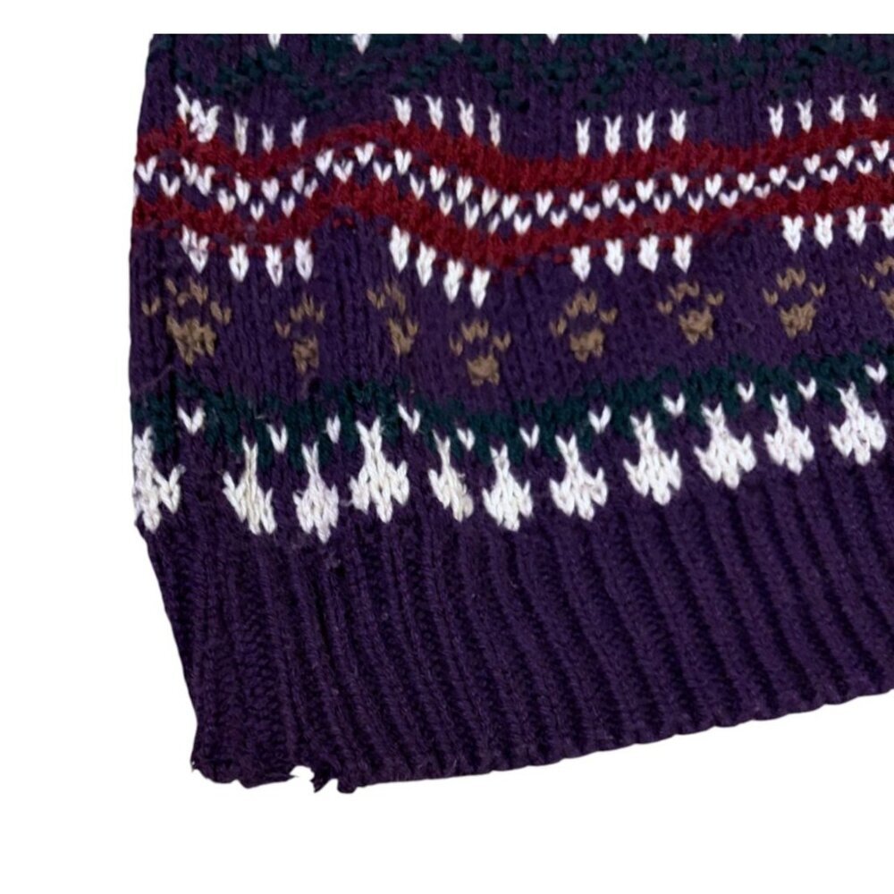 Vintage Eddie Bauer Fair Isle Sweater L Chunky Knit Cozy 100% Cotton Prince USA - Picture 4 of 7